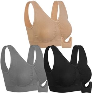 onory 3 pack sports bras for women wirefree padded workout yoga gym fitness bra medium support