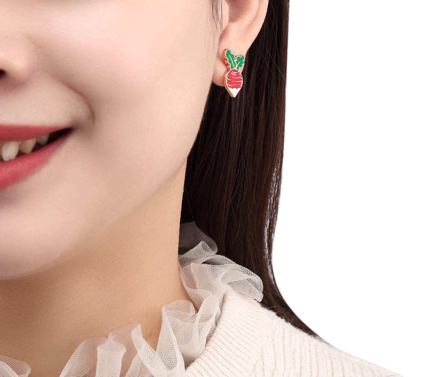 Fashion Cute Vegetable Fruits Pretty Radish Earrings for Women Summer Statement Jewelry - Perfect for Beach Holidays and Parties