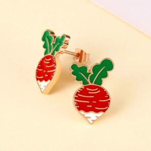 Fashion Cute Vegetable Fruits Pretty Radish Earrings for Women Summer Statement Jewelry - Perfect for Beach Holidays and Parties