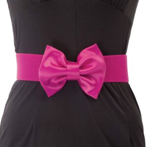 GRACE KARIN Women's Fashionable Bowknot Wide Belt Girls Lady Stretch Cinch(XL,Hot Pink)