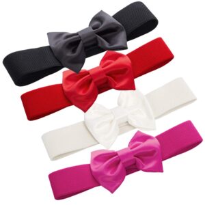 GRACE KARIN Women's Fashionable Bowknot Wide Belt Girls Lady Stretch Cinch(XL,Hot Pink)