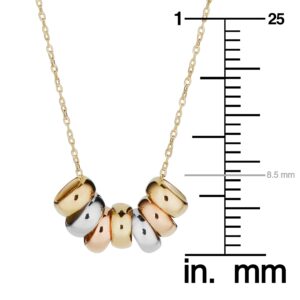 KoolJewelry 10k Tricolor Gold Seven Lucky Rings Necklace Minimalist Jewelry (adjusts to 17 or 18 inch)