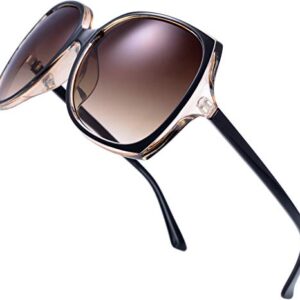 The Fresh Women's Square Jackie O Hybrid Butterfly Fashion Sunglasses - Exquisite Packaging (727704-Crystal brown/Black paint, Gradient Brown)