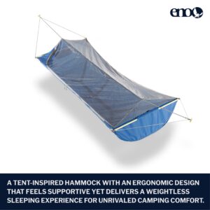 ENO SkyLite Hammock - 1 Person Flat, Portable Hammock - Integrated Hammock Bug Net - for Camping, Hiking, Backpacking, Travel, Festival, or The Beach - Pacific