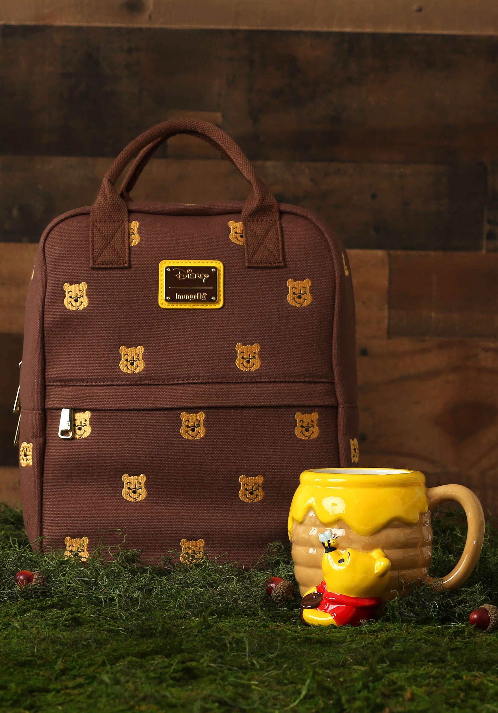 Loungefly x Winnie the Pooh Embroidered Canvas Backpack (One Size, Brown Multi)