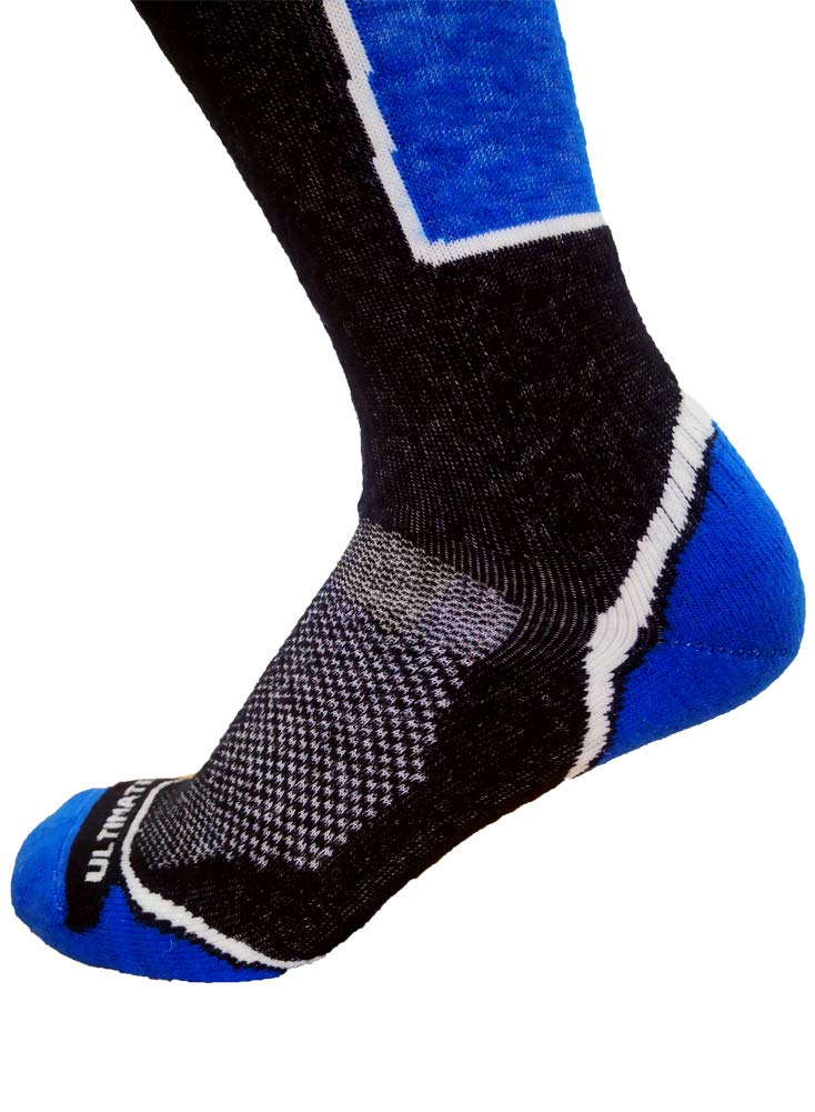 Ultimate Socks Mens Midweight Merino Wool Ski Snowboard Warm Socks Blue Large 9-11.5