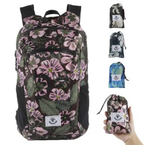 4monster hiking daypack,water resistant lightweight packable backpack for travel camping outdoor (flower pink, 24l)