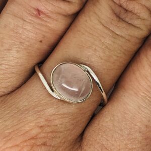 Koral Jewelry Oval Rose Quartz Delicate Ring 925 Sterling Silver Ethnic Vintage Tribal Gipsy Boho Look (6)