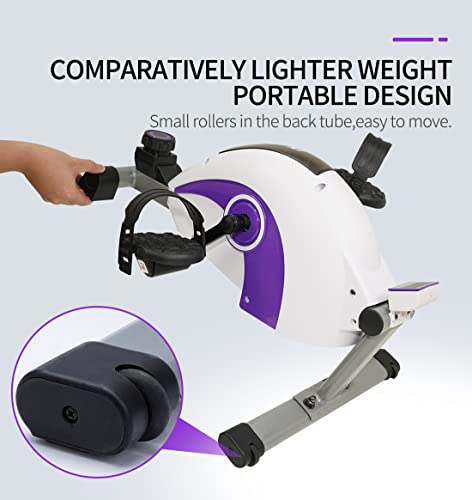 INSGYM Sitting Mini Exercise Bike - Recumbent Exercise Bikes for Home Steppers Exercise for Seniors While Sitting Under Desk Bike Exercise Equipment Hands Bike Pedal Exerciser IPE210 (Purple/White)