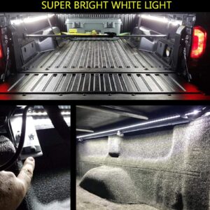 NBWDY 2Pcs 60in White 180 LED Truck Bed Light Strip Kit Waterproof Lighting Lamp with On-Off Switch Fuse 2-Way Splitter Extension Cable for Cargo Truck,Pickup,SUV,RV,Boat