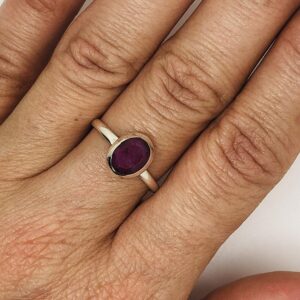 Koral Jewelry Oval Created Ruby Ethnic Delicate Ring 925 Sterling Silver Vintage Tribal Gipsy Boho Look (9)