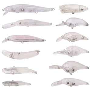 unpainted fishing lures crankbait blanks hard lures kit with 3d eyes blank fishing lure making kit lipless crankbait minnow popper jerkbait vib clear bodies