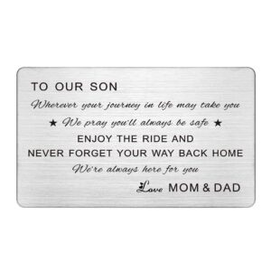 falogije son wallet card, wherever your journey in life may take you, to our son gifts from mom and dad, engraved wallet insert son, son birthday card, graduation gifts