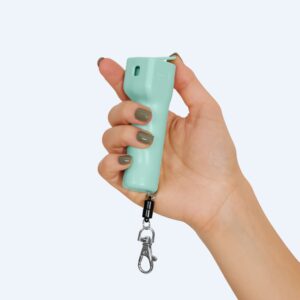 Plegium Standard Pepper Spray (Mint Green) – Maximum Strength, 10 ft Range, 4-yr Battery (no Charging Needed)