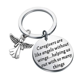 LQRI Caregivers Gifts Daycare Nurse Gift Caretakers Gift Caregivers are Like Angels Without Wings Helping Us Out With So Many Things Babysitter Nanny Caregiver Appreciation Gift (sliver)