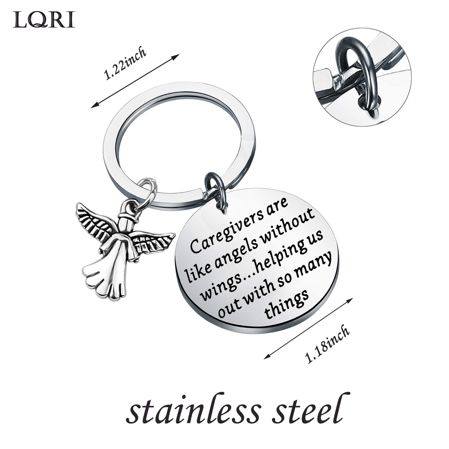 LQRI Caregivers Gifts Daycare Nurse Gift Caretakers Gift Caregivers are Like Angels Without Wings Helping Us Out With So Many Things Babysitter Nanny Caregiver Appreciation Gift (sliver)