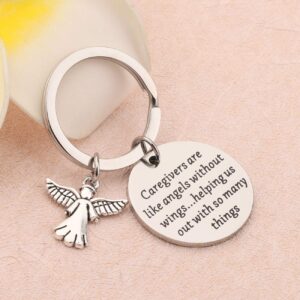 LQRI Caregivers Gifts Daycare Nurse Gift Caretakers Gift Caregivers are Like Angels Without Wings Helping Us Out With So Many Things Babysitter Nanny Caregiver Appreciation Gift (sliver)