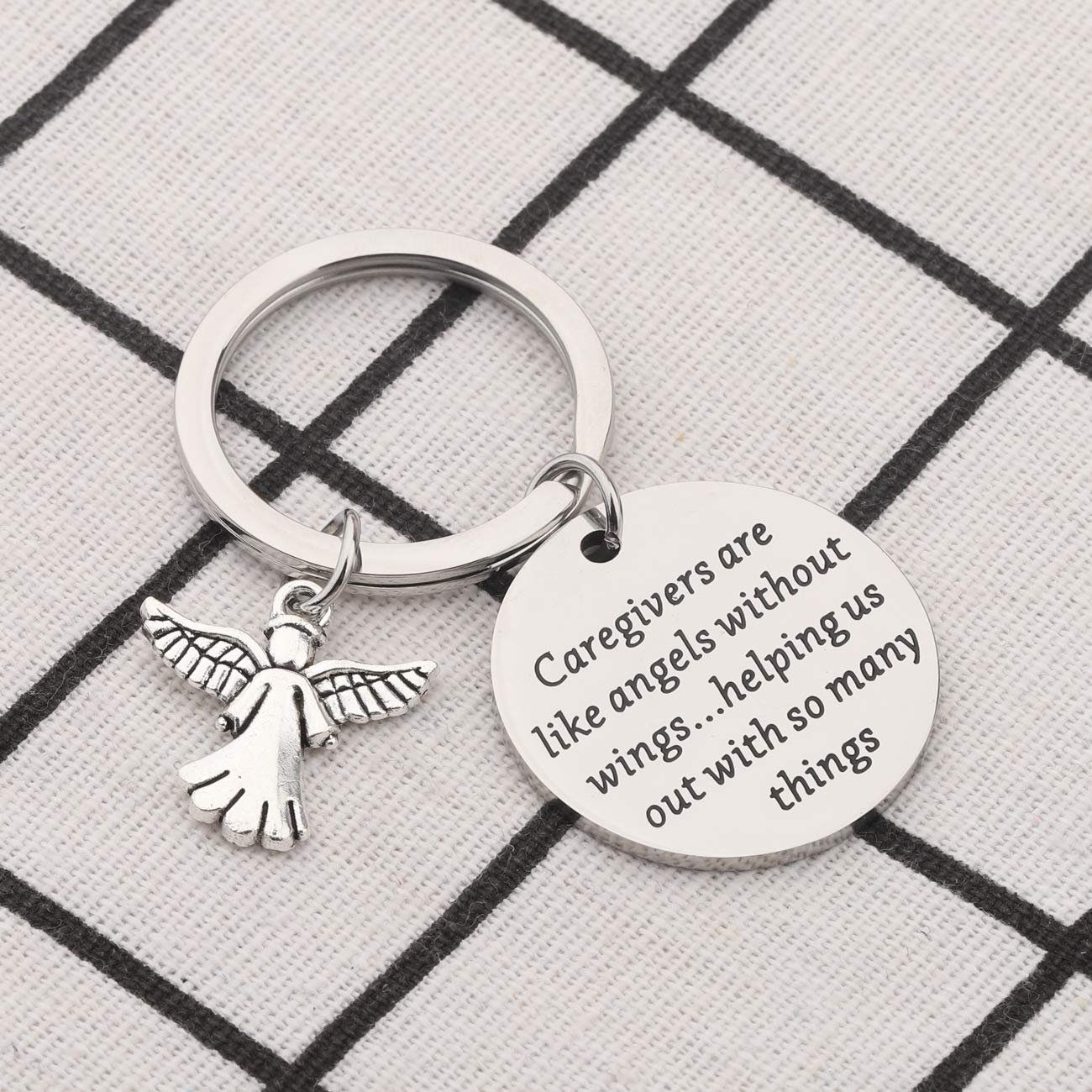 LQRI Caregivers Gifts Daycare Nurse Gift Caretakers Gift Caregivers are Like Angels Without Wings Helping Us Out With So Many Things Babysitter Nanny Caregiver Appreciation Gift (sliver)