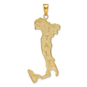 Solid 14k Yellow Gold Large Italy Souvenir Pendant Charm - 39mm x 17mm