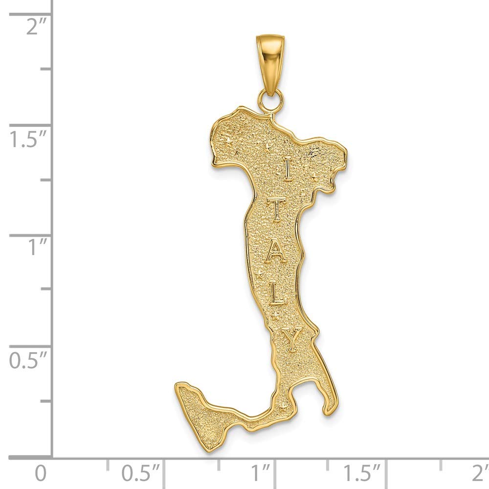 Solid 14k Yellow Gold Large Italy Souvenir Pendant Charm - 39mm x 17mm