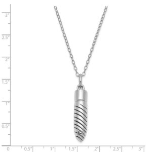 Sonia Jewels 925 Sterling Silver Vintage Antiqued Lined Bullet Ash Holder 18in. Pendant Necklace Charm Chain 18"