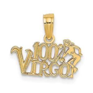 solid 14k yellow gold 100% virgo charm pendant - 11mm x 14mm