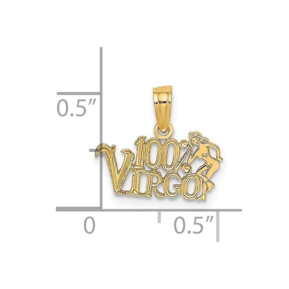 Solid 14k Yellow Gold 100% Virgo Charm Pendant - 11mm x 14mm