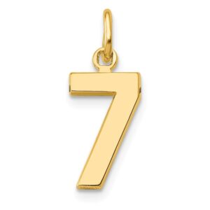 solid 14k yellow gold casted small number 7 charm pendant - 20mm x 7mm