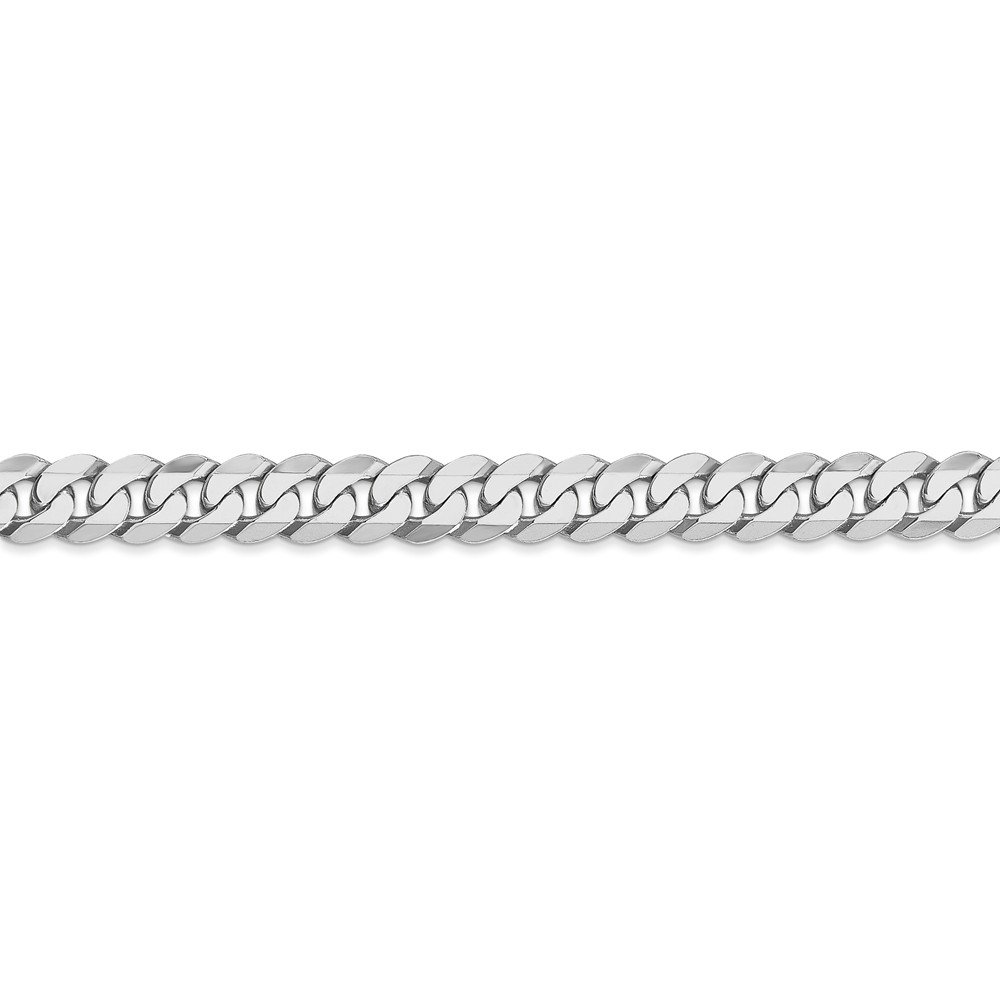 Solid 14k White Gold 6.25mm Beveled Curb Cuban Chain Necklace - with Secure Lobster Lock Clasp 18"