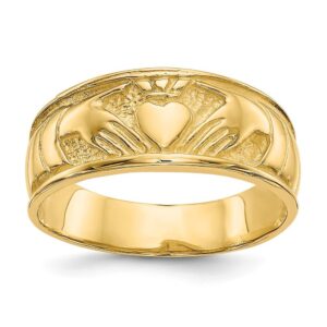 Solid 14k Yellow Gold Ladies Irish Claddagh Celtic Ring Band Size 9