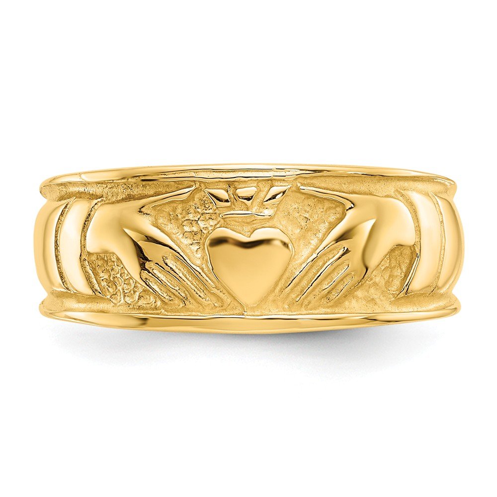 Solid 14k Yellow Gold Ladies Irish Claddagh Celtic Ring Band Size 9