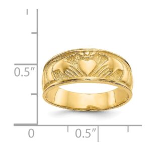 Solid 14k Yellow Gold Ladies Irish Claddagh Celtic Ring Band Size 9