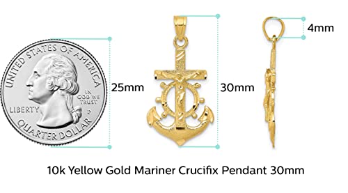 Solid 10k Yellow Gold Anchor Mariner Cross Pendant Crucifix Charm - 30mm x 16mm - Jewelry Gifts For Women Wife Mom Gifts For Men Husband Dad