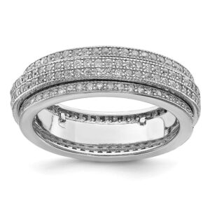 solid 925 sterling silver pave eternity motion ring band size 7