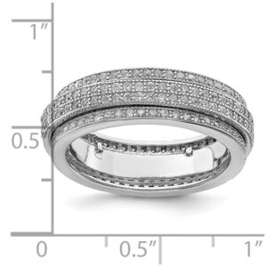 Solid 925 Sterling Silver Pave Eternity Motion Ring Band Size 7