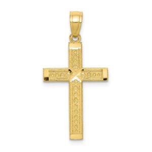 Solid 10k Yellow Gold Cross Pendant Charm - 27mm x 16mm