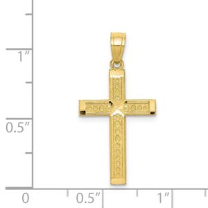 Solid 10k Yellow Gold Cross Pendant Charm - 27mm x 16mm