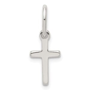 Solid 925 Sterling Silver Small Cross Charm Pendant - 18mm x 10mm