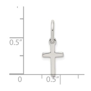 Solid 925 Sterling Silver Small Cross Charm Pendant - 18mm x 10mm