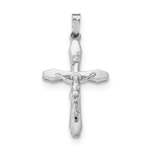 sonia jewels 14k white gold inri cross pendant crucifix charm - 32mm x 17mm