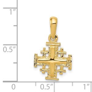 Solid 14k Yellow Gold Jerusalem Cross Charm Pendant - 23mm x 13mm