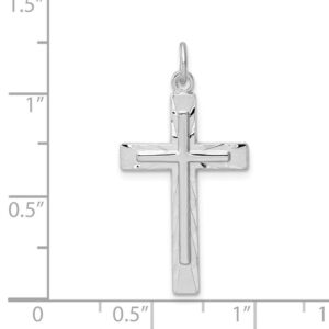 Solid 925 Sterling Silver Diamond-Cut Cross Pendant Charm