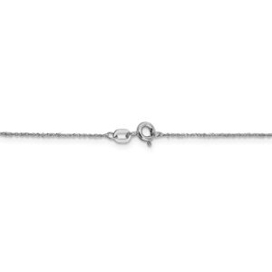 Solid 14K White Gold .8mm Sparkle Singapore Chain Necklace 16"