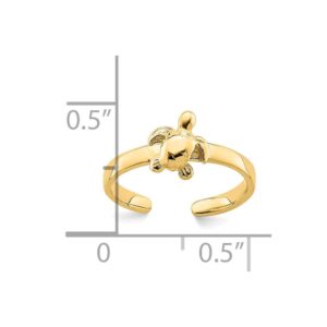 Solid 14k Yellow Gold Adjustable Sea Turtle Toe Ring Adjustable