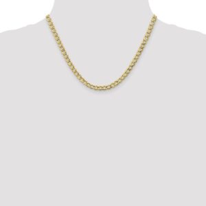 10k Yellow Gold 5.25mm Curb Cuban Link Chain Necklace - with Secure Lobster Lock Clasp 18"