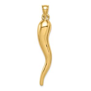 14k Yellow Gold Cornicello Italian Horn Protection Pendant Charm