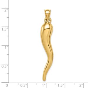 14k Yellow Gold Cornicello Italian Horn Protection Pendant Charm