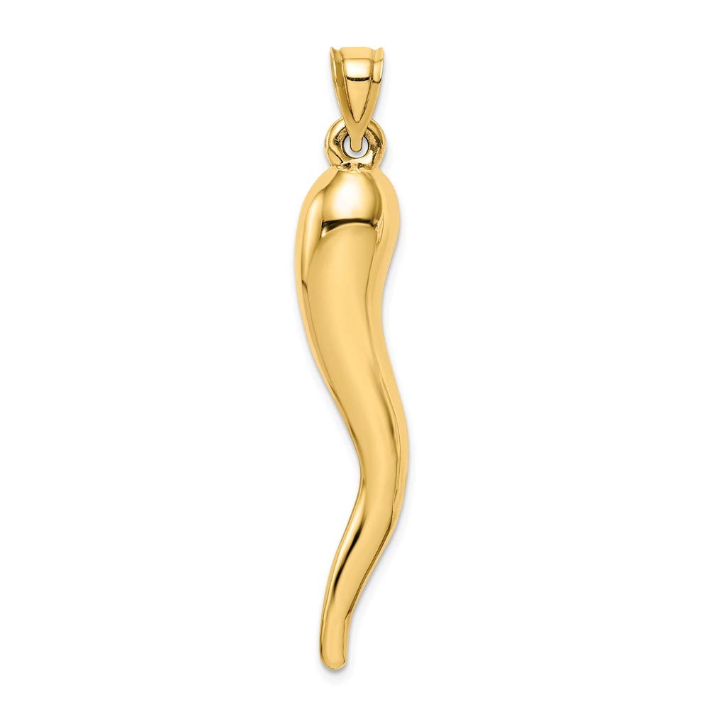 14k Yellow Gold Cornicello Italian Horn Protection Pendant Charm