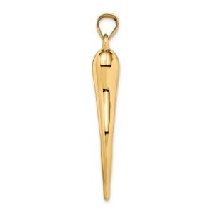 14k Yellow Gold Cornicello Italian Horn Protection Pendant Charm