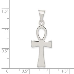 Solid 925 Sterling Silver Ankh Cross Pendant Charm - 35mm x 13mm